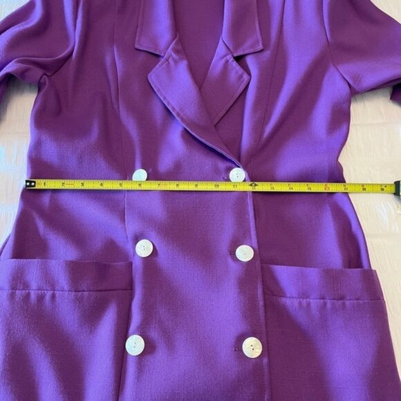 V.I.Petites Vintage Double Breasted Purple Midi Dress Retro 80 S 90 S Canada - Picture 9 of 13